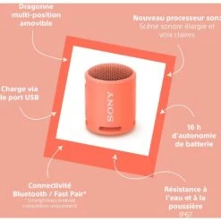 SONY Enceinte Portable SRS-XB13 Rouge Corail 10 SONY Enceinte Portable SRS-XB13 Rouge Corail -TechFutur B2CD 1178