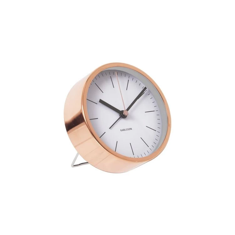 Karlsson Horloge Réveil Design En Métal Minimal - H. 10 Cm - Blanc Et Cuivré 3 Karlsson Horloge Réveil Design En Métal Minimal - H. 10 Cm - Blanc Et Cuivré