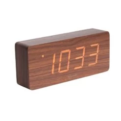 Karlsson Horloge Réveil En Bois Square - H. 9 Cm - Marron