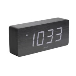 Karlsson Horloge Réveil En Bois Square - H. 9 Cm - Noir