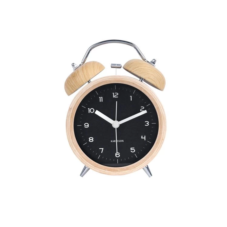 Karlsson Horloge Réveil Rétro En Bois Bell - Diam. 10 Cm - Noir 4 Karlsson Horloge Réveil Rétro En Bois Bell - Diam. 10 Cm - Noir – Image 2