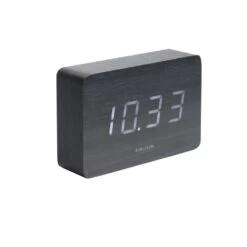 Karlsson Horloge Réveil En Bois Square - H. 10 Cm - Noir